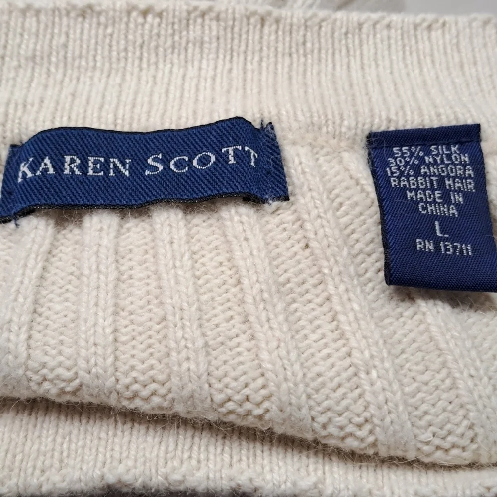 Karen Scott Silk/Rabbit Hair Pullover Sweater Size L
